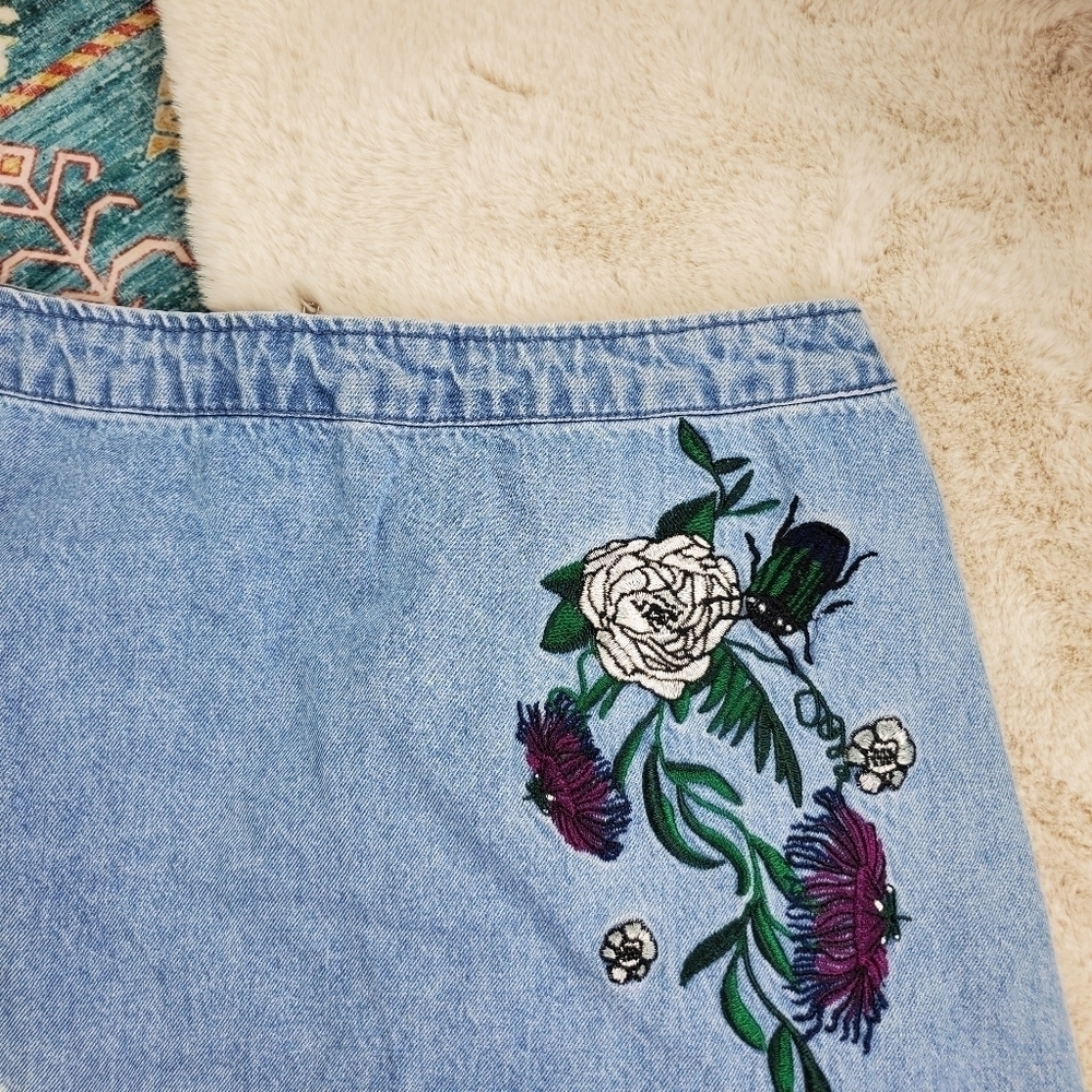 H&M and Coachella Floral Denim Skirt US 10 - Picture 4 of 7